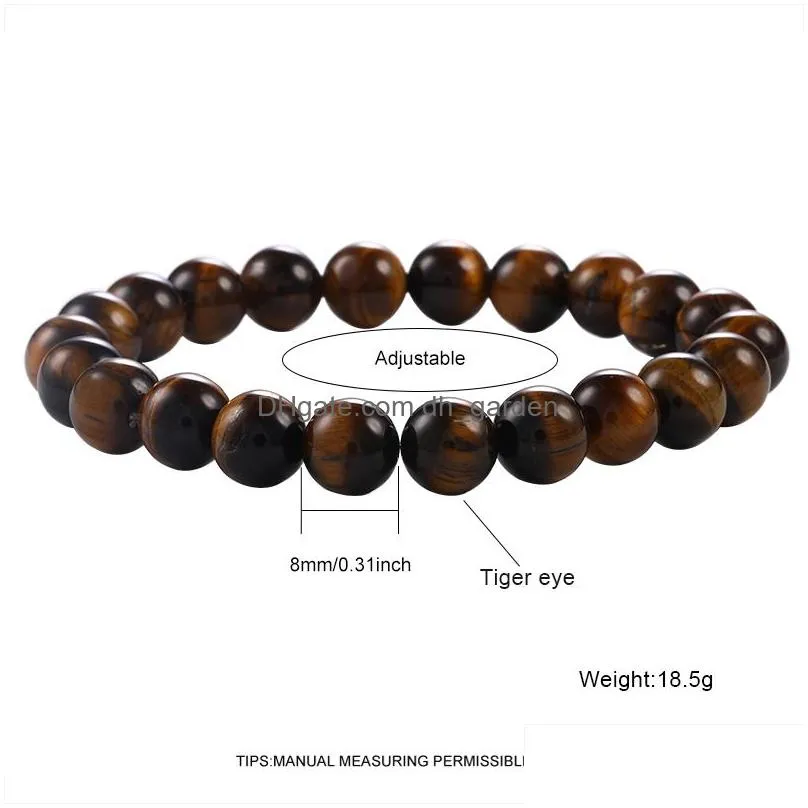 Beaded New Arrival Tiger Eye Malachite Onyx Beads Bracelet For Men Women Adjustable 6Mm 8Mm 10Mm Lava Stone Black Yoga Jewe Dhgarden Dh207