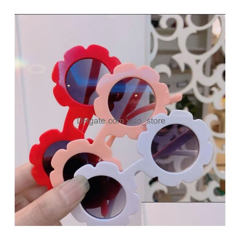 Sunglasses Fast Ship Sun Flower Round Cute Kids Uv400 For Boy Girls Toddler Lovely Baby Glasses Children Wholesale Drop Delivery Fas Dhcfd