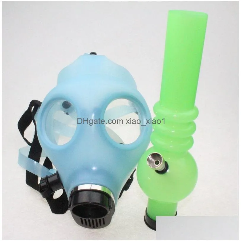 gas mask bong both glow in the dark water shisha acrylic smoking pipe sillicone hookah tobacco tubes wholesale