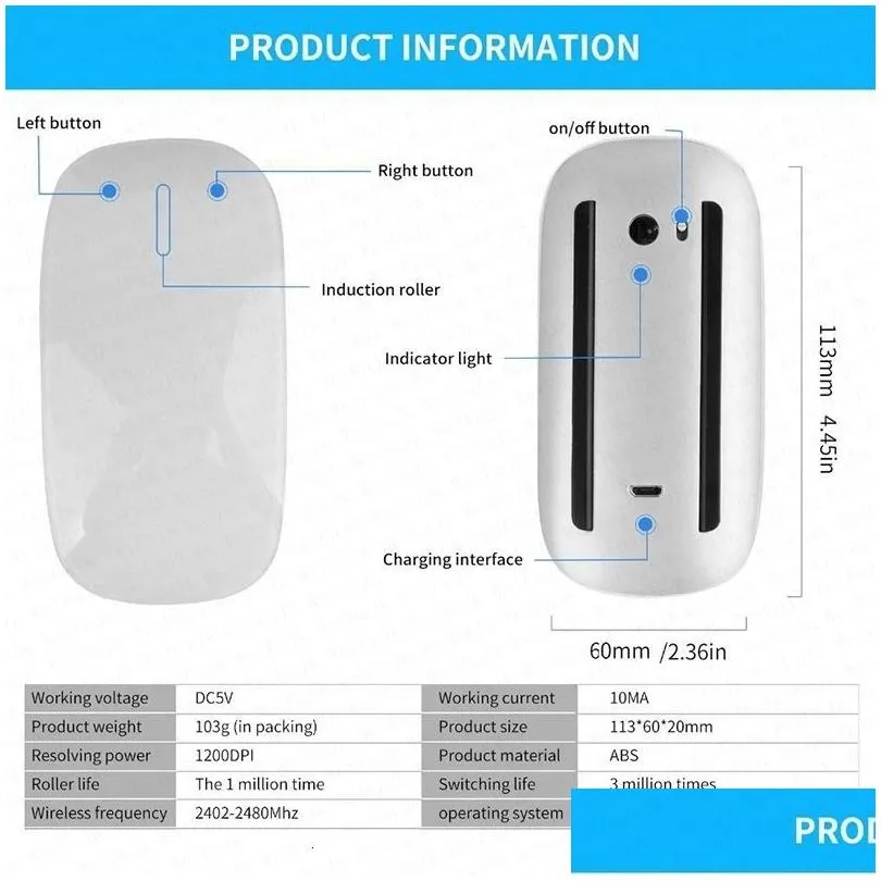 mice for  original wireless bluetooth touch magic mouse pro laptop tablet pc gaming ergonomico 231117