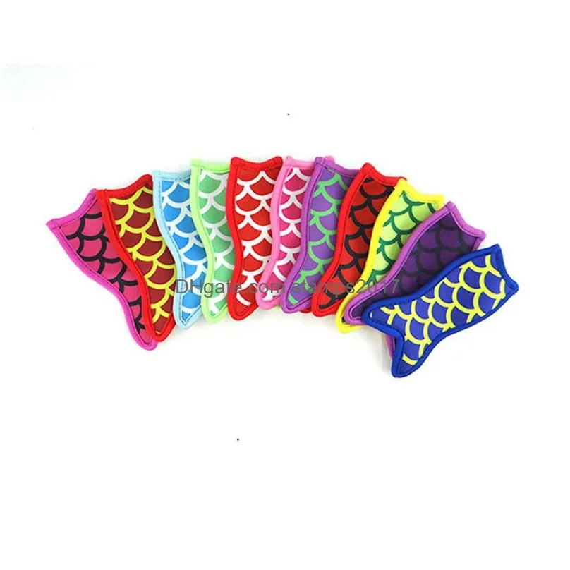 10 colors mermaid tail anti zing popsicles sleeves ice cream tools popsicle holders insulation bag