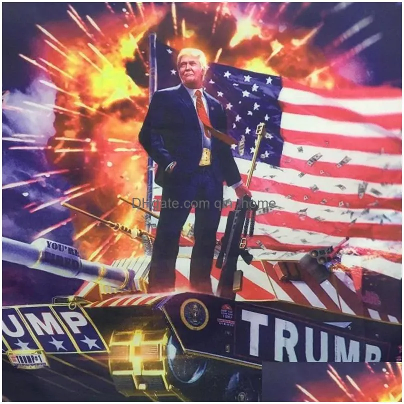 hanging 90x150cm digital print donald trump on the tank flag printing trump hanging 3x5ft large decor flag tank banners xdh1033 t03