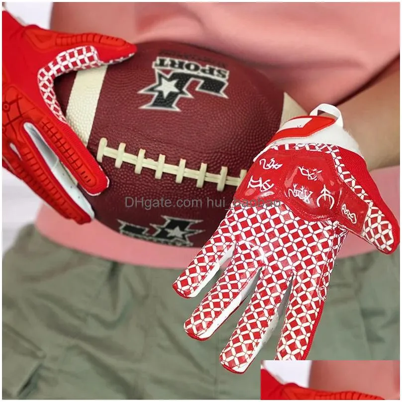 sports gloves seibertron lineman 2.0 padded palm american football receiver gloves flexible tpr impact protection rugby red glove adult