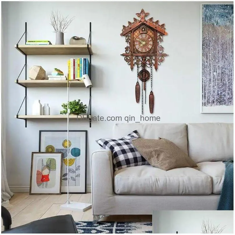 wall clocks qx2e vintage wooden hanging cuckoo clock for living room home restaurant bedroom decoration