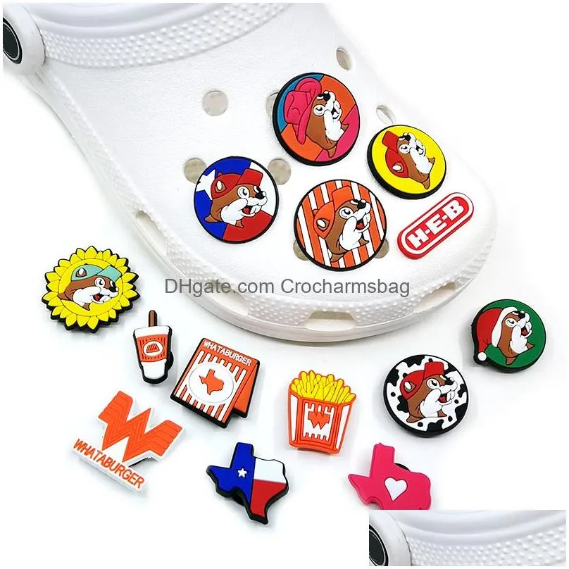 Shoe Parts & Accessories Moq 100Pcs Texas Style Clog Jibz Charms 2D Soft Plastic Cute Cartoon Shoe Accessories Decorations Clog Shoes Dhvfb