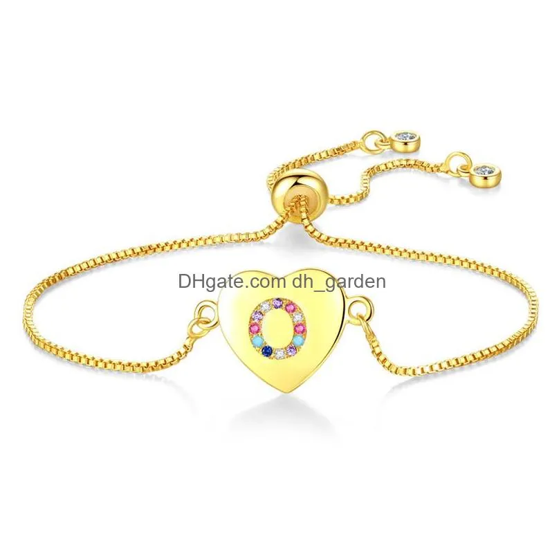 Chain Fashion 26 Initial Letter Charm Bracelet Gold Plated Cubic Zirconia A To Z Adjustable English Alphabet For Women Jewe Dhgarden Dhdnp