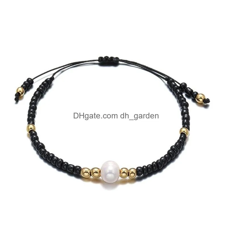 Chain New Handmade Colorf Beads Braided Bracelet For Women Girls Bohemia Elastic Natural Pearl Charm Bangle Trendy Jewelry Dhgarden Dholr