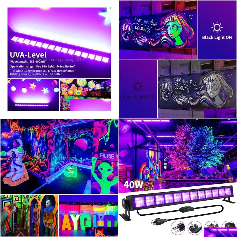 other event party supplies upgraded version 40w uv led black light bar 395nm blacklight flood light apply to the halloween fluorescent party lighting