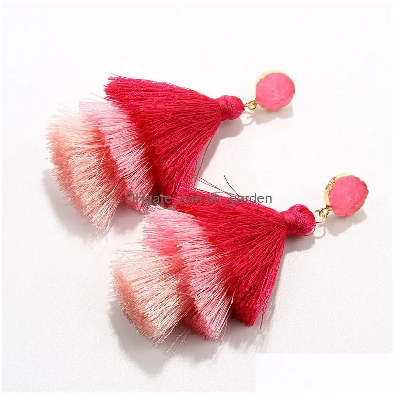 Dangle & Chandelier Colorf Layered Tassel Earrings Bohemiantiered Druzy Stud Dangle Drop Earring For Women Teen Girls Birth Dhgarden Dhuxg