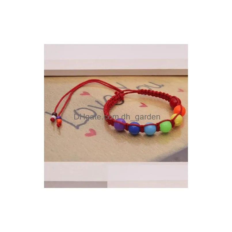 Chain Promotional Colorf Plastic Weave Beads Bracelet For Women Kids Handmade Bohemian Style Ajustable Rope Wholesale Drop Dhgarden Dhdrc