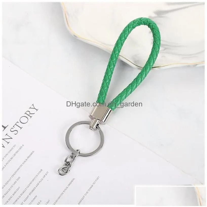 Keychains Lanyards Woven Leather Rope Key Chain Car Pendant Keyring Cartoon Accessories Bag Stall Small Gift Wholesale Drop Delivery