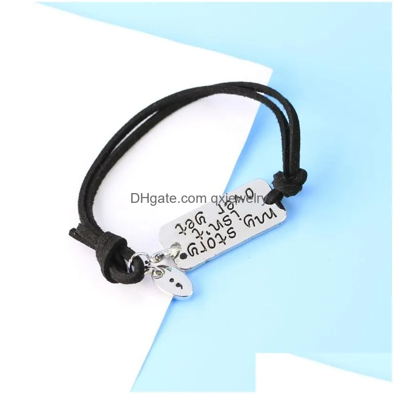 Charm Bracelets Letter My Story Charm Bracelets Encouraging Line Bracelet Bangle Cuff For Women Men Fashion Jewlery Will And Drop Del Dhanl