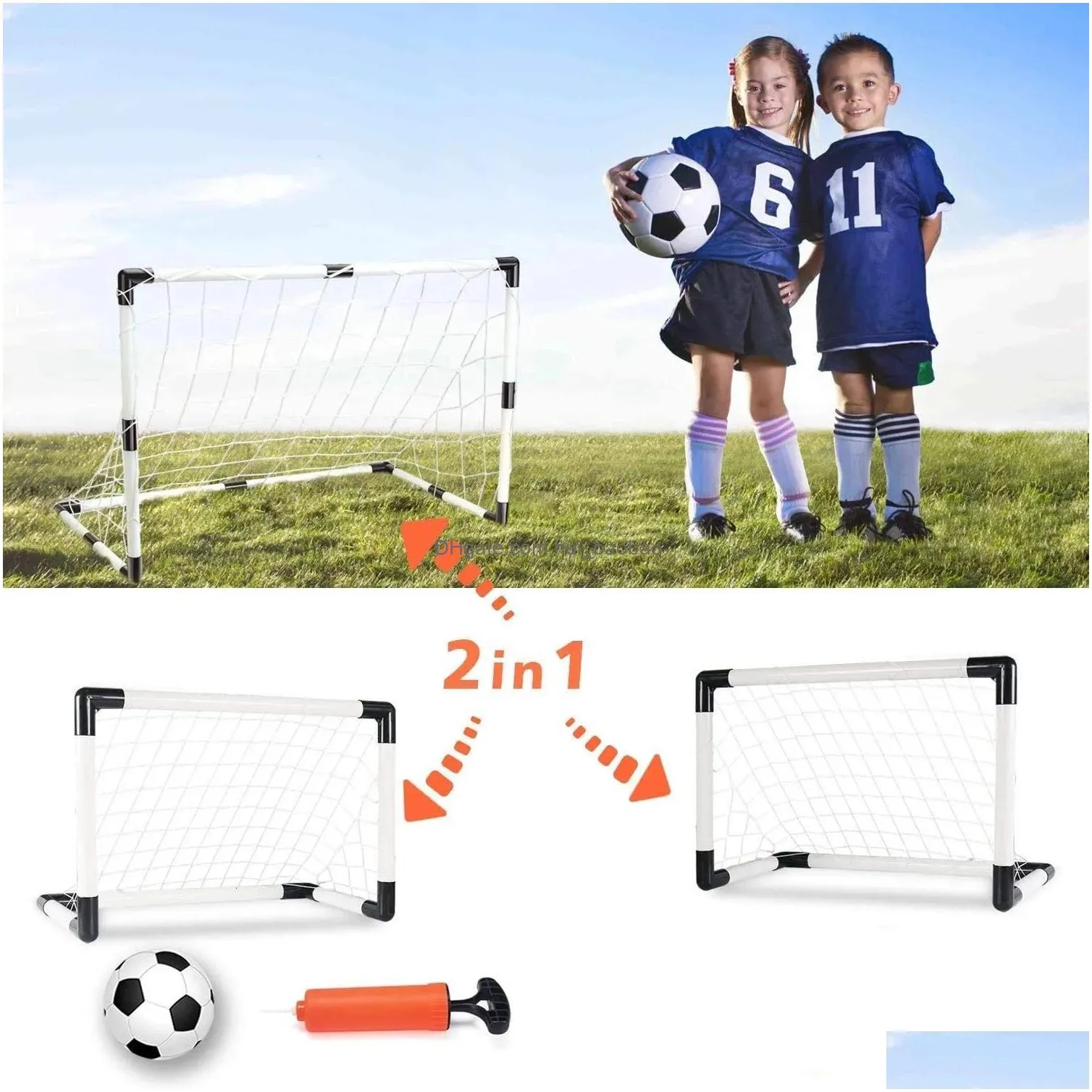 balls boys soccer game premium portable goal set with ball air pump indoor outdoor durable football training sports kids funny toys