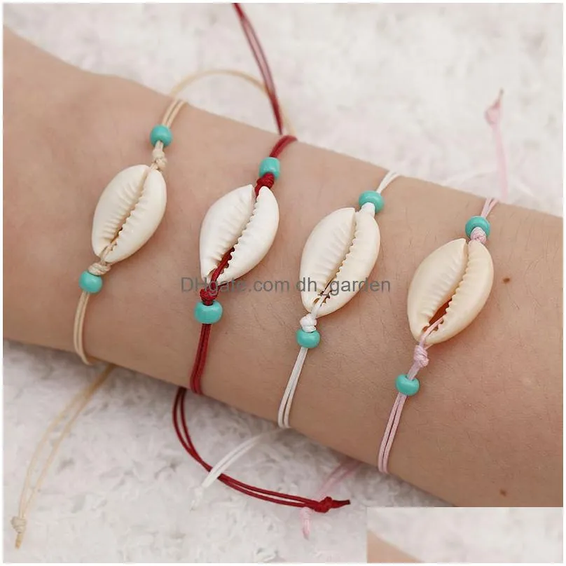 Chain New Arrival Handmade Weave Rope Charm Bracelet For Women Men Bohemia Natural Shell With Lucky Card Fashion Jewelry Drop Deliver Dhg6C