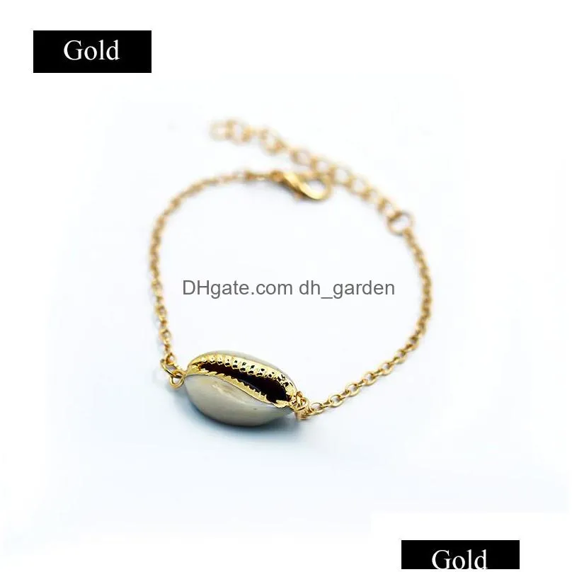 Chain New Arrival European Style Gold Color Genuine Cowrie Shell Adjustable Chain Bracelet Elegant Jewelry For Woman Acceso Dhgarden Dhcdv