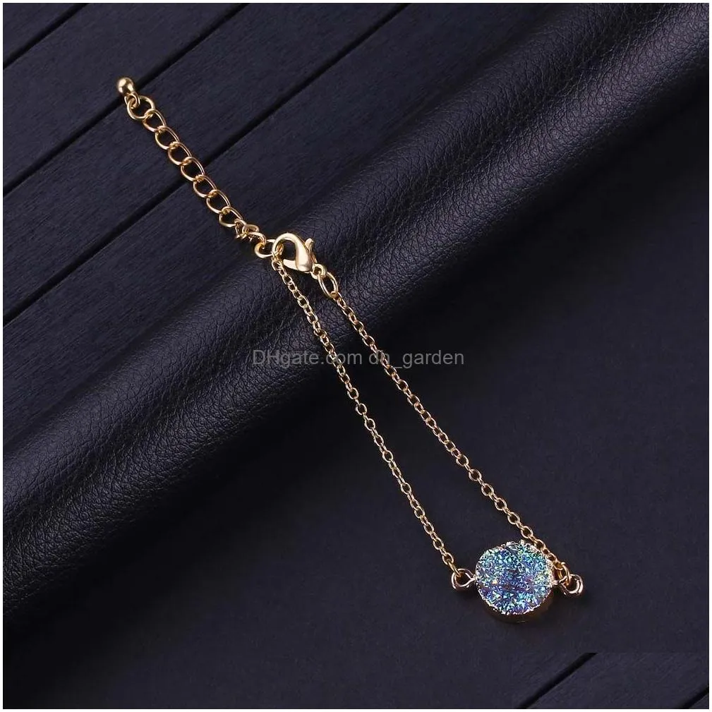 Chain Adjustable Size Nature Resin Durzy Charm Pendant Brcelet For Women 5 Color Pickable Chain Bracelet Fashion Jewelry Drop Deliver Dhtq5