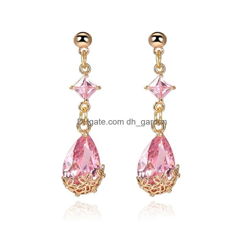 Dangle & Chandelier New Arrival K9 Crystal Glass Chandelier Dangle Earring For Women Unique Design Geometric Water Drop Trendy Jewelr Dhfhq