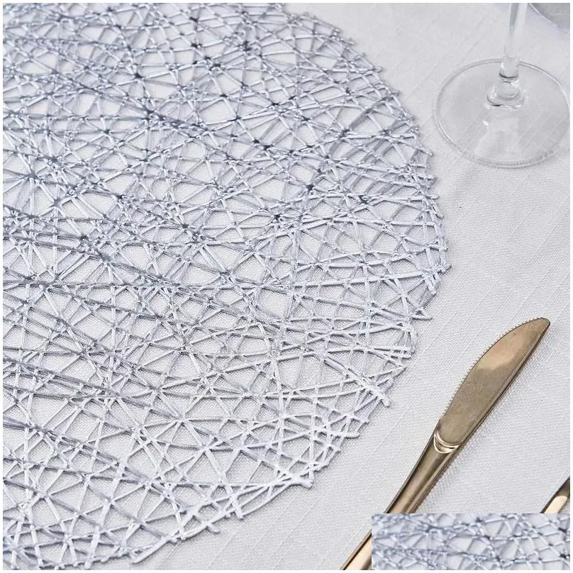 table mats 6pcs heat insulation mat creative randomly interwoven threads round and oil proof placemat