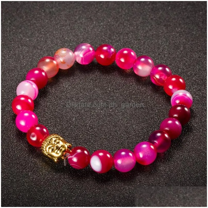 Beaded 8Mm Natural Stone Bead Buddha Bracelets For Women And Men Gold Sier Tiger Eye Pseras Mujer Promotion Drop Delivery Jewelry Bra Dhcs7