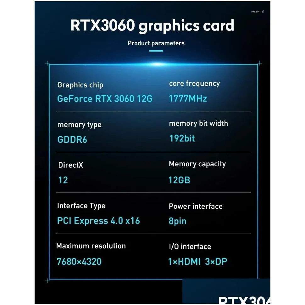 graphics cards jieshuo nvidia rtx 3060 12gb video card gddr6 192bit gpu rtx3060 12g supports pc desktop gaming computer office 3060rtx