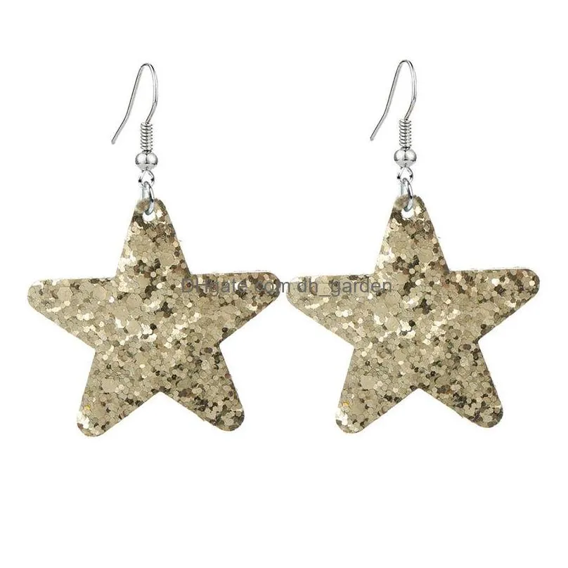 Dangle & Chandelier 13 Colors Classic Sequin Glitter Pu Leather Dangle Earrings For Women Personalized Star Teardrop Jewelr Dhgarden Dhil7