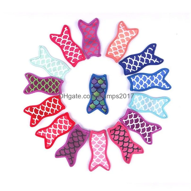 10 colors mermaid tail anti zing popsicles sleeves ice cream tools popsicle holders insulation bag