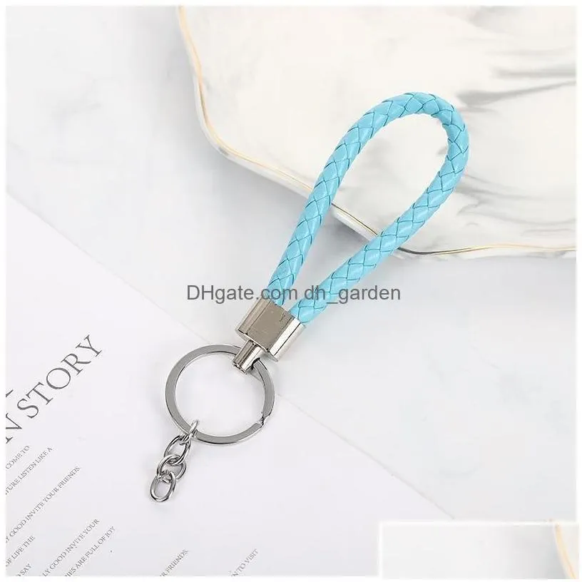 Keychains Lanyards Woven Leather Rope Key Chain Car Pendant Keyring Cartoon Accessories Bag Stall Small Gift Wholesale Drop Delivery