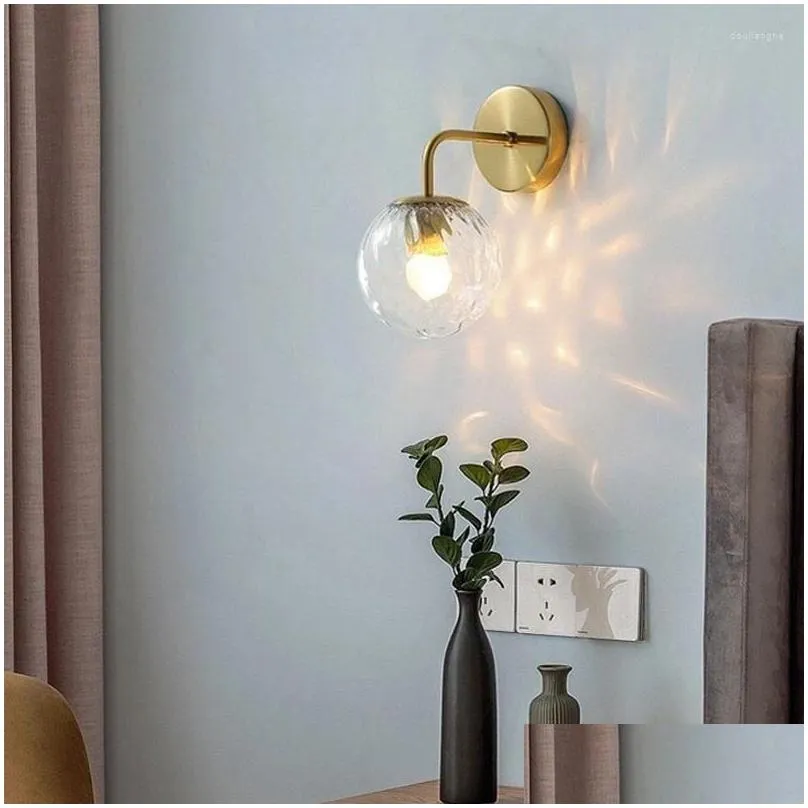 wall lamp modern industrial adjustable wire e14 glass ball for bedroom bedside study aisle el room cafe restaurant store