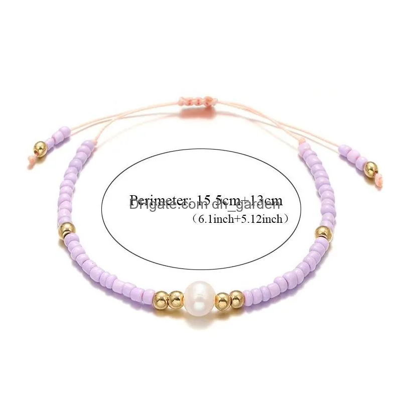 Chain New Handmade Colorf Beads Braided Bracelet For Women Girls Bohemia Elastic Natural Pearl Charm Bangle Trendy Jewelry Dhgarden Dholr