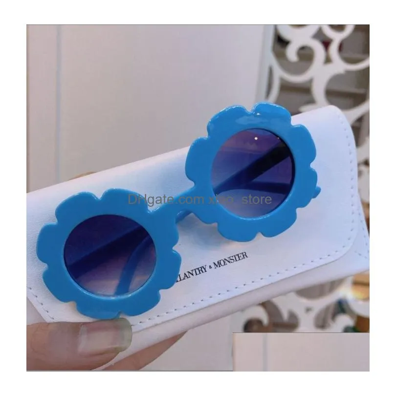 Sunglasses Fast Ship Sun Flower Round Cute Kids Uv400 For Boy Girls Toddler Lovely Baby Glasses Children Wholesale Drop Delivery Fas Dhcfd