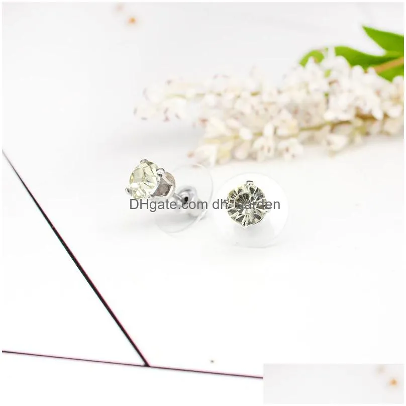 Stud High Quality Crystal Heart Dangle Earring Set For Women Ball Round Rhinestone Stud Trendy Jewelry With Gift Card Drop Dhgarden Dh8Cd