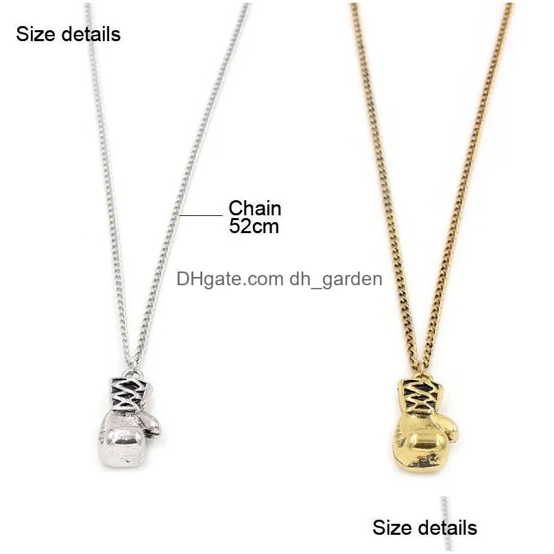 Pendant Necklaces Fashion Sport Jewelry Mini Boxing Glove Necklace Alloy Gold Sier Color Cute Cool Pendant Mens Necklaces Ch Dhgarden Dhsmx