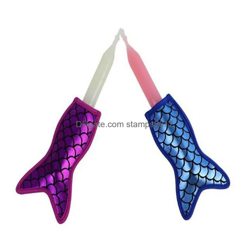 glitter mermaid tail anti zing popsicles sleeves ice cream tools popsicle holders insulation bag