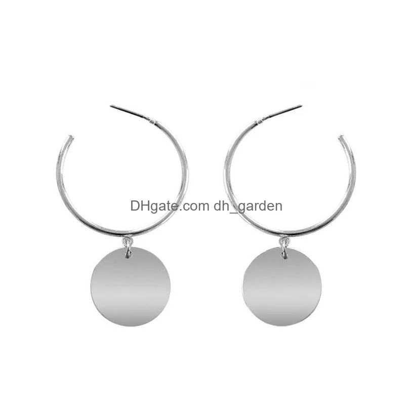 Hoop & Huggie Fashion Geometric Circle C Shape Hoop Stud Earring For Women Girls Trendy Gold Sliver Plating Alloy Earrings Dhgarden Dh70C