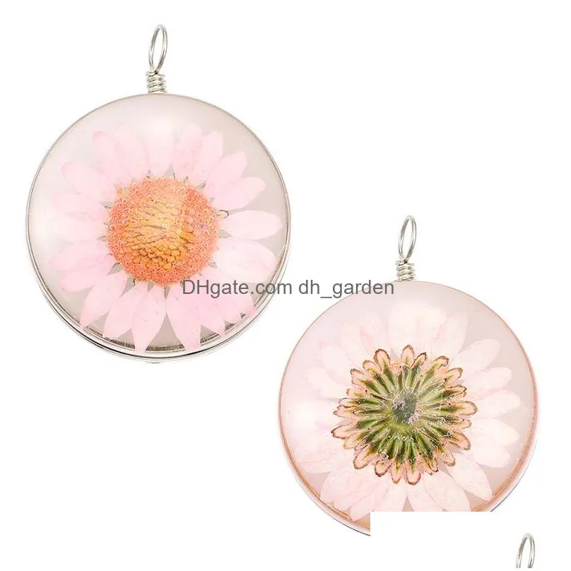 Charms Newest Creative Design Glass Dired Flower Small Daisy Ball Shape Pendant For Necklace Earring Colorf Transparent Diy Dhgarden Dhxa0