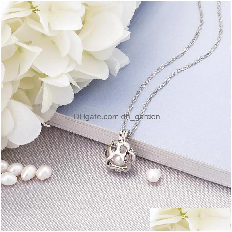 Pendant Necklaces New Fashion Dog Paw Luminous Power Pearl Necklace For Women Unique Glowing Openable Pendants Punk Style Ac Dhgarden Dhupq