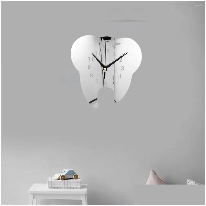 Wall Clocks Unique Tooth-Shaped Mirror Clock Modern Dental Clinic Silent Decorative Office Acrylic Drop Delivery Otoqt