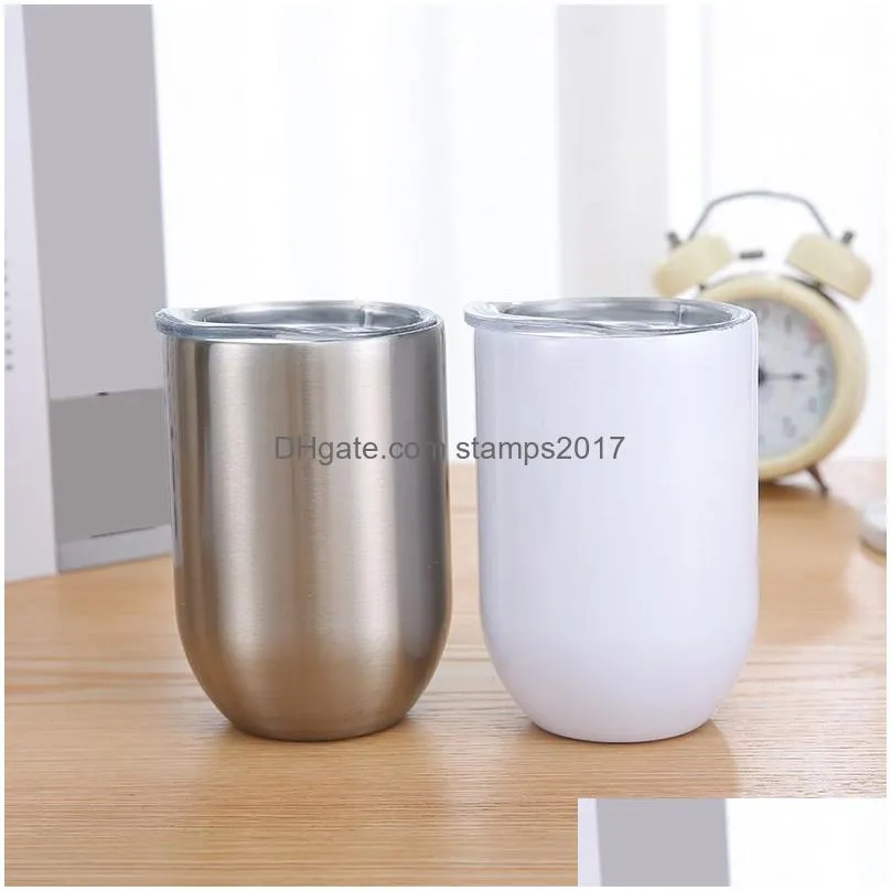 300ml sublimation egg-shaped coffee mug stainless steel tumbler cup cute vacuum flask water bottle