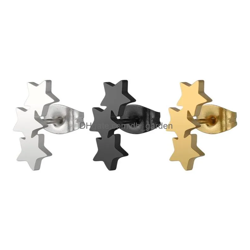 Stud High Quality 316L Stainless Steel Infinite Star Snowflake Stud Earring For Women Sliver Gold Black Heart Earrings Christmas Gift Dhcmt