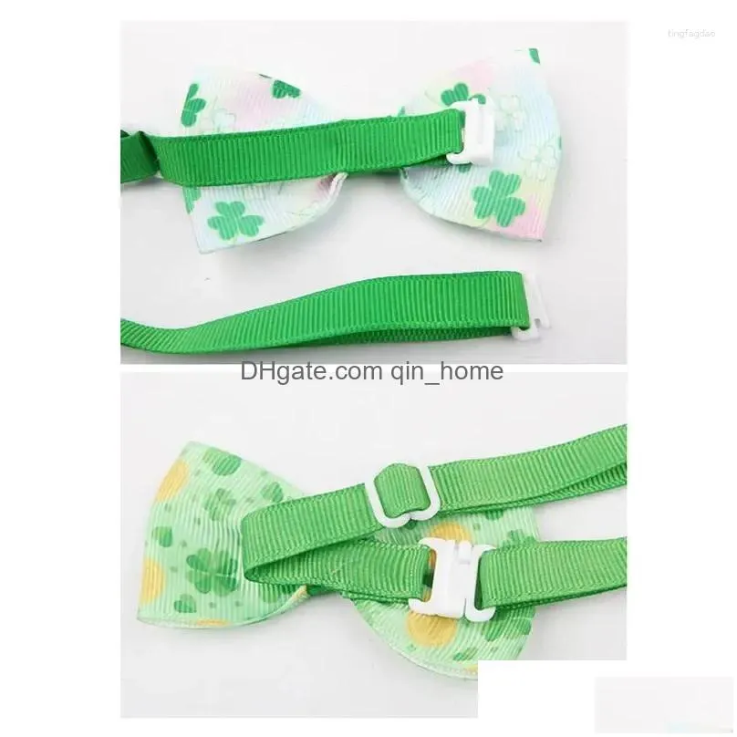 dog collars st patricks day collar bows 6pcs green irish shamrock puppy neckties pet apparel clover pattern basic