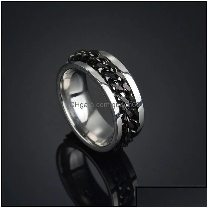 Band Rings Stainless Steel Chain Link Ring Fashion Women Rotatable Men Jewelry Spinner Corkscrew Gift 20220228 T2 Drop Delivery Dhas6