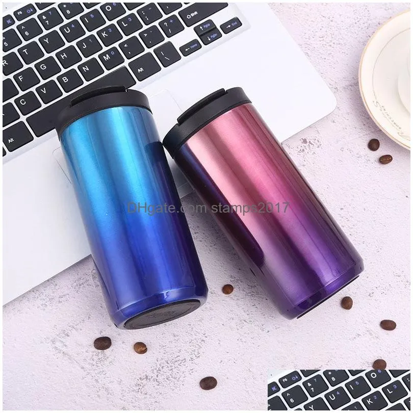 1 pcs 304 stainless steel coffee cup portable vacuum flask mug double-layer water tumbler for car