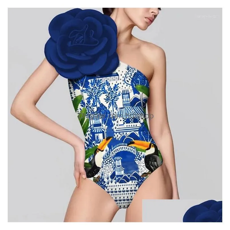 womens swimwear muolux 2023 vintage print push up one piece swimsuit dress 3d flower bikini cover fashion monokini women beachwear