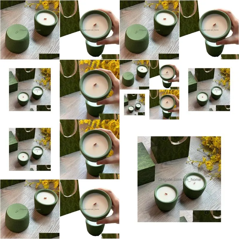 designer green aromatherapy candle gift box vintage carved avocado green aroma bedroom living room scented candles night romantic