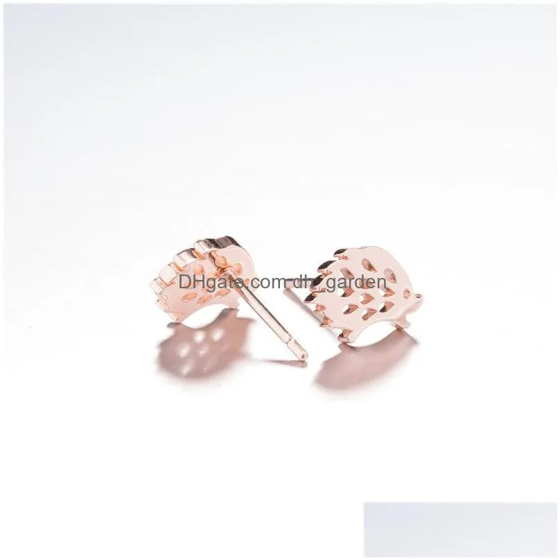 Stud Lovely Hedgehog Stud Earrings For Girls Cute Fashion Animal Ear Jewelry Stainless Steel Sier Earing Drop Delivery Jewelry Earrin Dhg72