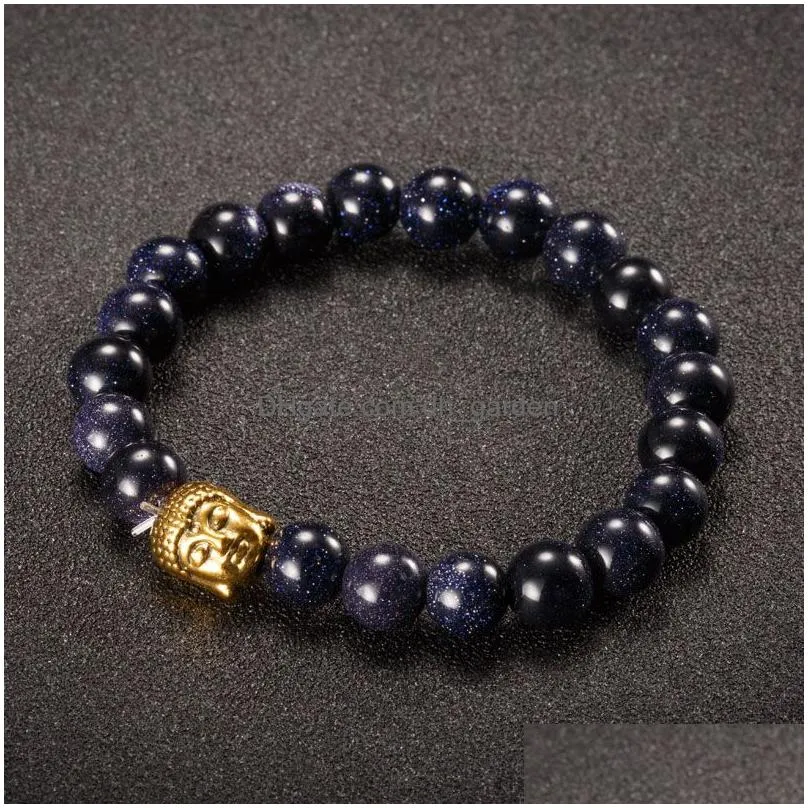Beaded 8Mm Natural Stone Bead Buddha Bracelets For Women And Men Gold Sier Tiger Eye Pseras Mujer Promotion Drop Delivery Jewelry Bra Dhcs7