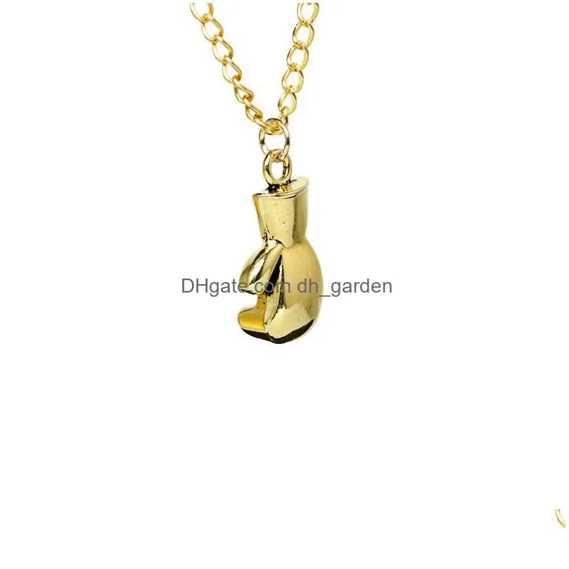 Pendant Necklaces Fashion Sport Jewelry Mini Boxing Glove Necklace Alloy Gold Sier Color Cute Cool Pendant Mens Necklaces Ch Dhgarden Dhsmx