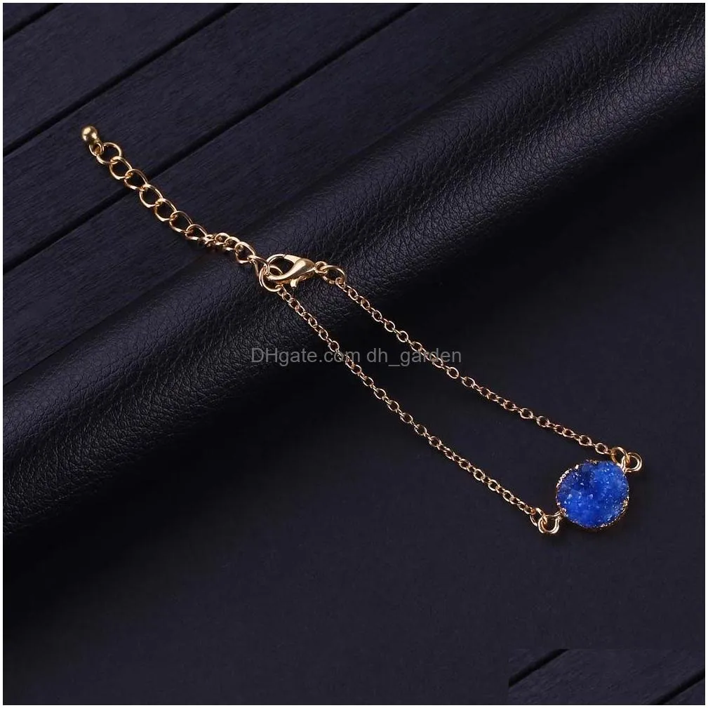 Chain Adjustable Size Nature Resin Durzy Charm Pendant Brcelet For Women 5 Color Pickable Chain Bracelet Fashion Jewelry Drop Deliver Dhtq5