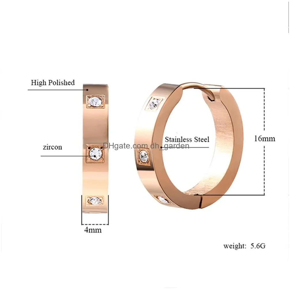 Hoop & Huggie Rose Gold Tiny Zircon Hoop Hies Earrings With Cz Stones Stainless Steel Wedding Sier Medium For Drop Delivery Dhgarden Dhrlx