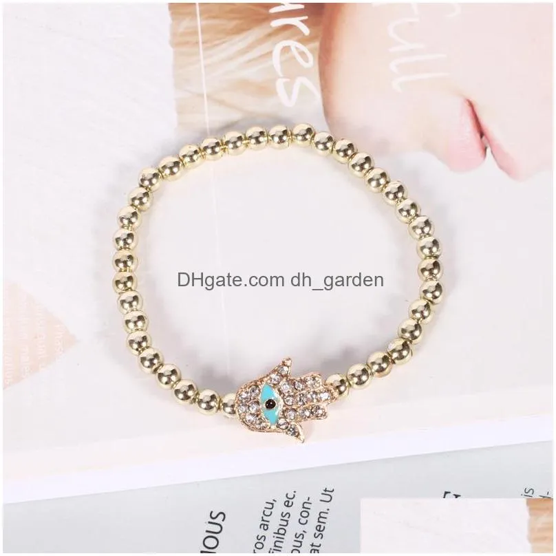 Beaded New Arrival Adjustable Big Vintage Mtilayer Beads Pearl Bracelets Set Ethnic Style Tassel Hamsa Hand Bangles For Drop Delivery Dhlvd